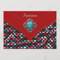 Red Teal Sequin All Occasion Party Template
