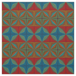 Red Teal Yellow Modern Ethnic Textile Tribal Print Fabric