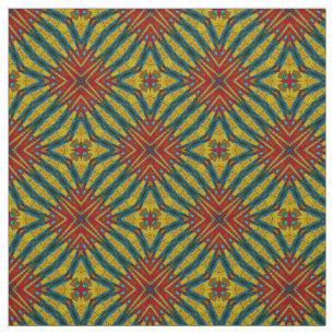 Red Teal Yellow Modern Ethnic Textile Tribal Print Fabric