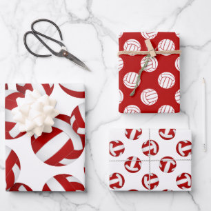 red team colours volleyball 3 pc coordinating wrapping paper sheet