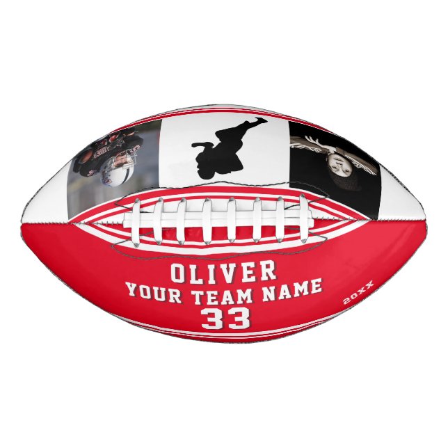 Red Team Name Player Number 2 Photo American Football (Front)