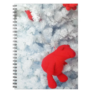 Red Teddy bear in Christmas Tree Notebook