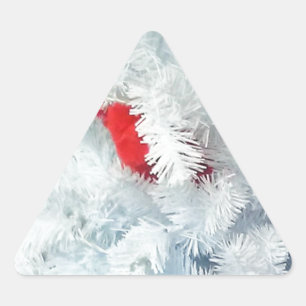 Red Teddy bear in Christmas Tree Triangle Sticker