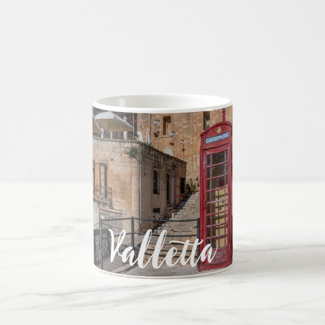 Red telephone booth in Valletta Malta Coffee Mug (Center)