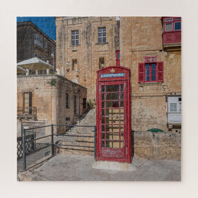 Red telephone booth in Valletta Malta Jigsaw Puzzle (Vertical)