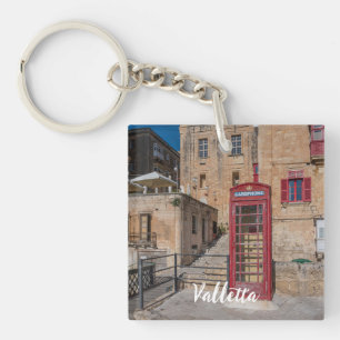 Red telephone booth in Valletta Malta Key Ring