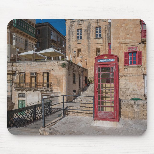 Red telephone booth in Valletta Malta Mouse Mat (Front)