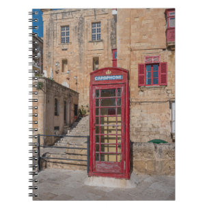 Red telephone booth in Valletta Malta Notebook