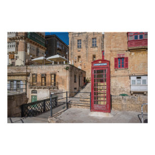 Red telephone booth in Valletta Malta Photo Print