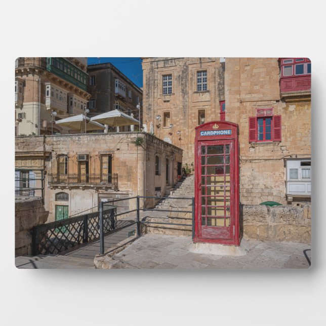 Red telephone booth in Valletta Malta Plaque (Front)