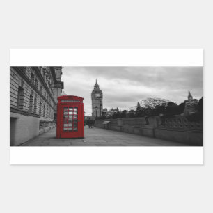 Red telephone box in London rectangular sticker