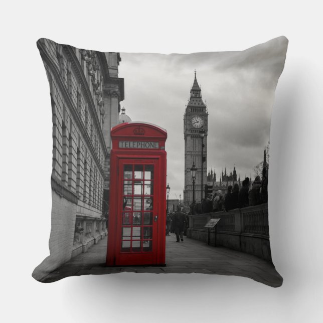 Red telephone box in London throw pillow (Front)