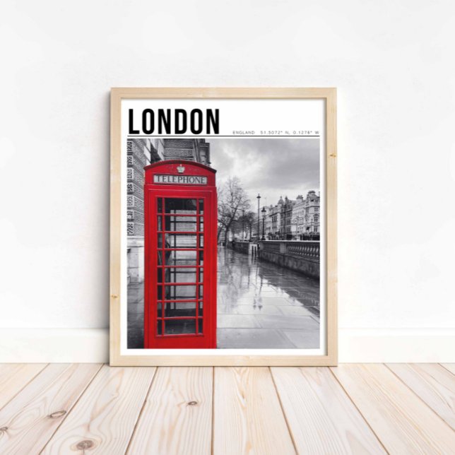 Red Telephone Box London Black White Photography Poster (Creator Uploaded)