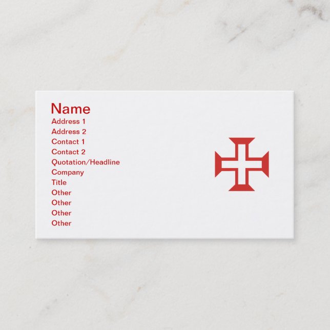 Red Templar Cross Business Card (Front)