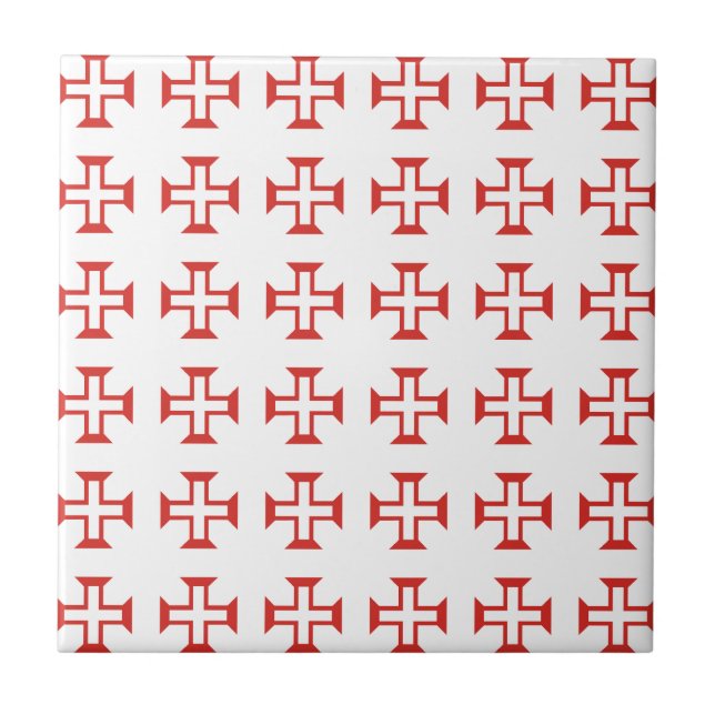 Red Templar Cross pattern Tile (Front)