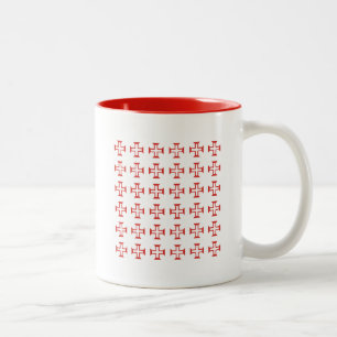 Red Templar Cross pattern Two-Tone Coffee Mug