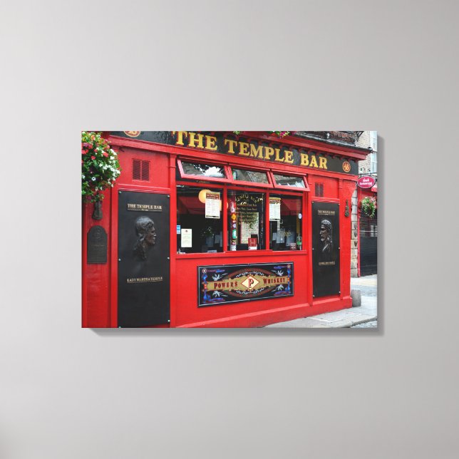 Red Temple Bar pub in Dublin canvas Print (Front)