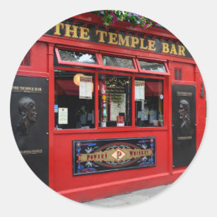 Red Temple Bar pub in Dublin Classic Round Sticker