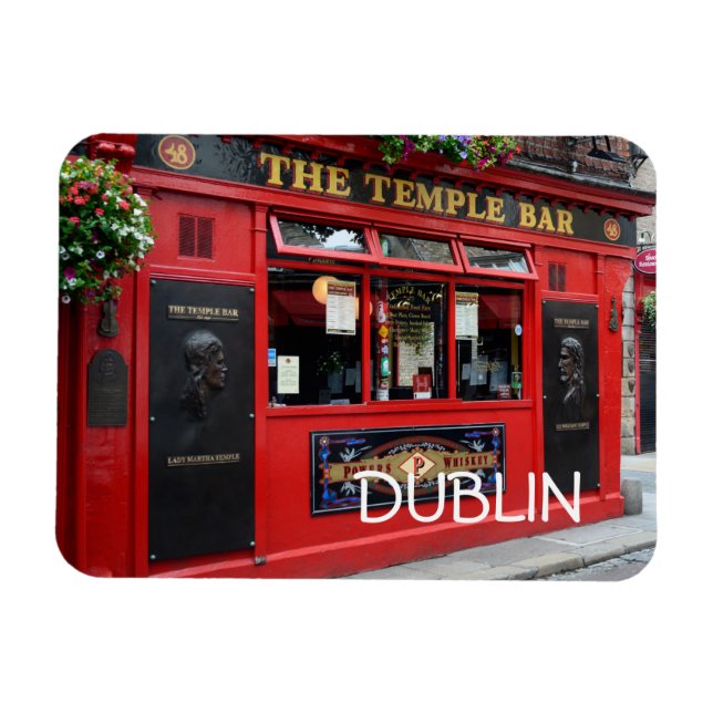 Red Temple Bar pub in Dublin rectangular magnet (Horizontal)
