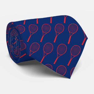 red tennis racquets on blue tie