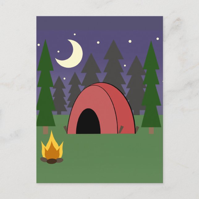 Red Tent Camping Birthday Party Postcard Invite (Front)
