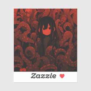 Red Tentacle Horror Anime Girl