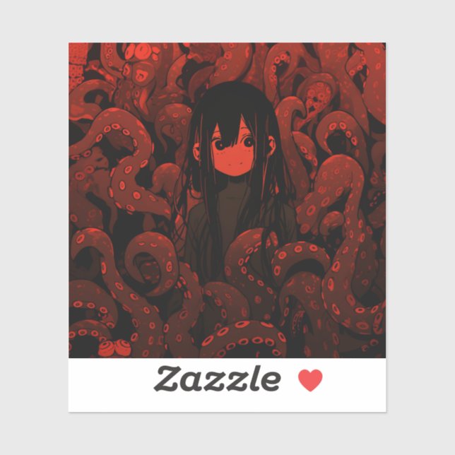 Red Tentacle Horror Anime Girl (Sheet)