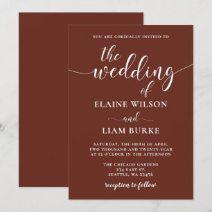 Red Terracotta Rustic Burnt Clay Earthy Wedding Invitation