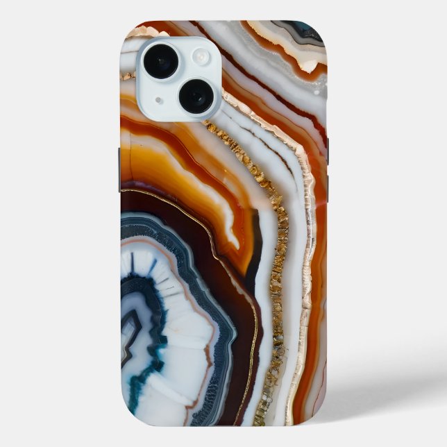 Red Terracotta White Black Blue Gold Agate Geode Case-Mate iPhone Case (Back)