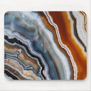 Red Terracotta White Black Blue Gold Agate Geode Mouse Mat