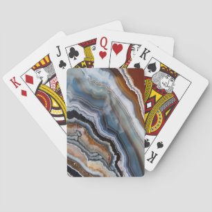 Red Terracotta White Black Blue Gold Agate Geode Playing Cards