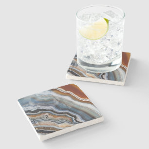 Red Terracotta White Black Blue Gold Agate Geode Stone Coaster
