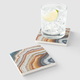 Red Terracotta White Black Blue Gold Agate Geode Stone Coaster