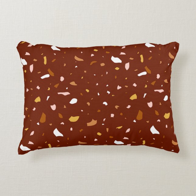 Red Terrazzo Pattern Decorative Cushion (Front)