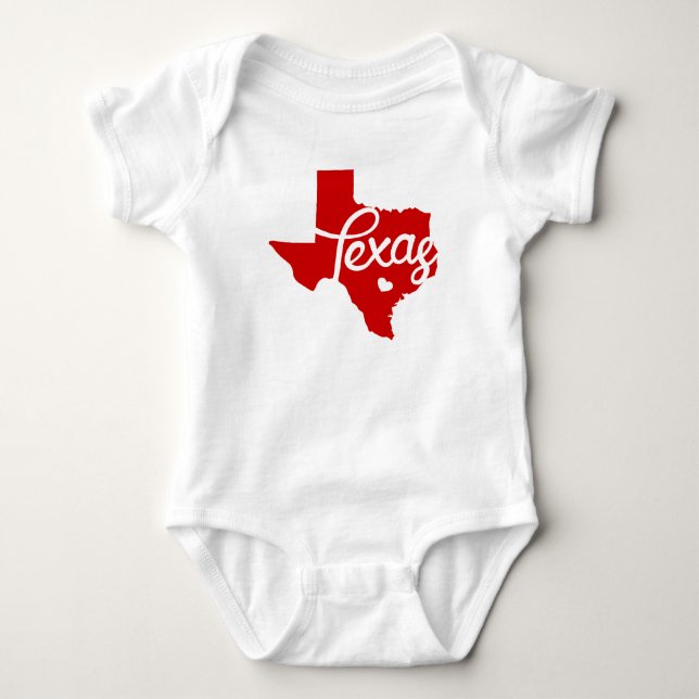 Red Texas Heart Baby Bodysuit (Front)