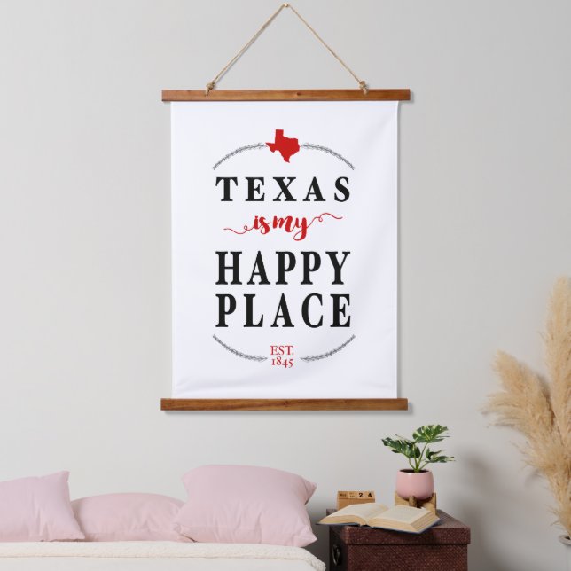 Red Texas is My Happy Place Hanging Tapestry (Bedroom)