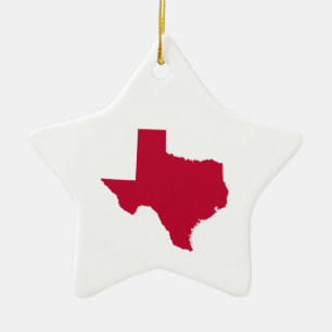 Red Texas Map Shape Blank Ceramic Tree Decoration