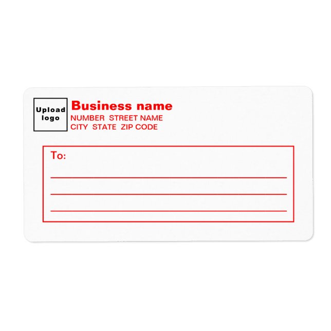 Red Text Business Shipping Label (Front)