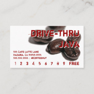 Red Text Coffee Beans Drink Punch Card