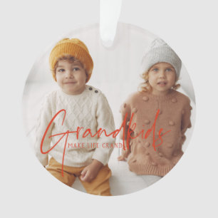 Red Text   Grandkids Make Life Grand Photo Ornament