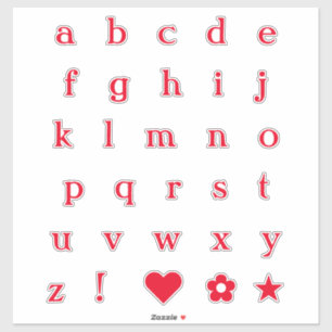 Red Text Letters Monogram Alphabet Stickers