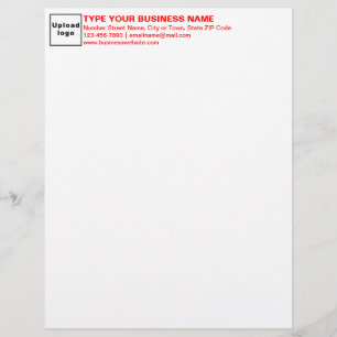 Red Texts Business Brand on Heading of Letterhead
