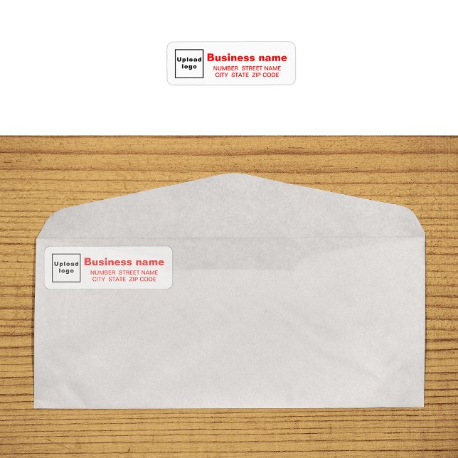 Red Texts Business Return Address Label (Return address label in red text on envelope)