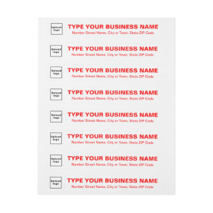 Red Texts on White Business Return Address Wrap Around Label