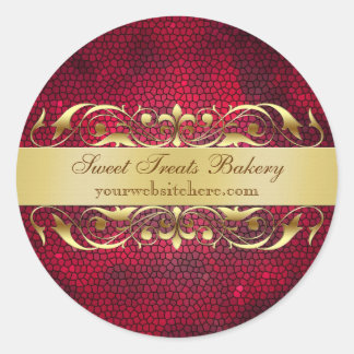 Red Texture Scroll Cupcake Baking Label Sticker