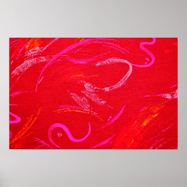 Red Textured Background with Squiggles and Shapes Poster (Front)
