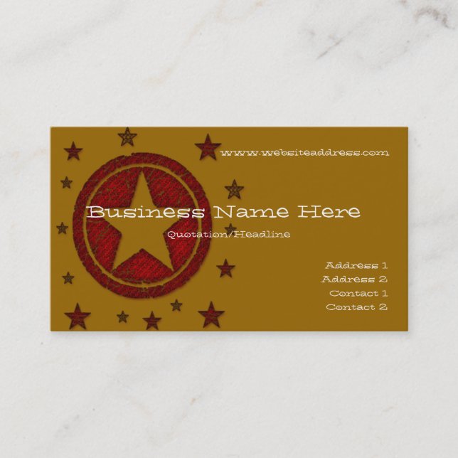 Red Textured Country Western Stars Business Card (Front)