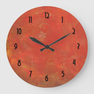 Red Textured Grunge Abstract Background Large Clock