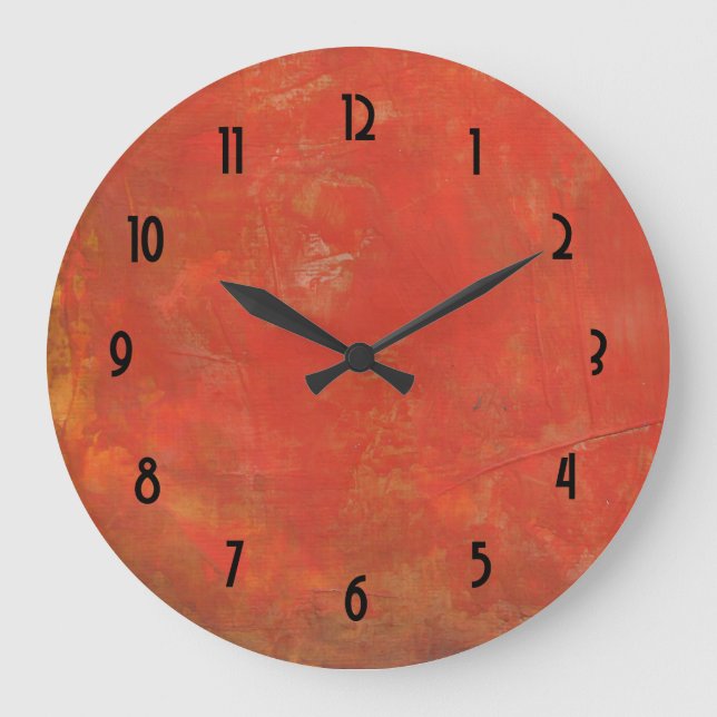 Red Textured Grunge Abstract Background Large Clock (Front)