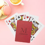 Red Textured Leather Monogram Personalised Name Playing Cards<br><div class="desc">This design features a red textured faux leather look with a personalised monogram and name. Personalise by editing the text in the text box or delete the text for no name or monogram. #monogram #monogrammed #initial #name #personalised #red #leather #texture #games #fun #cards</div>